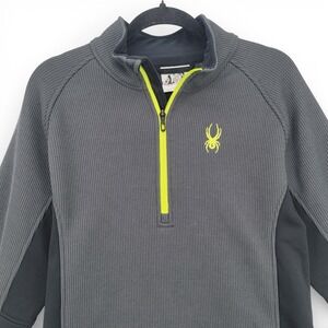 Spyder Men's Gray Performance Fleece Half Zip‎ Pullover Jacket M Activewear